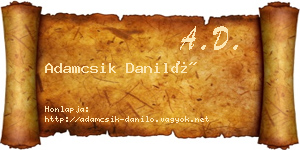 Adamcsik Daniló névjegykártya